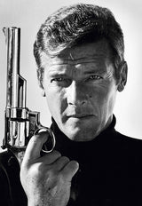 Roger Moore poses as James Bond, late 1970
