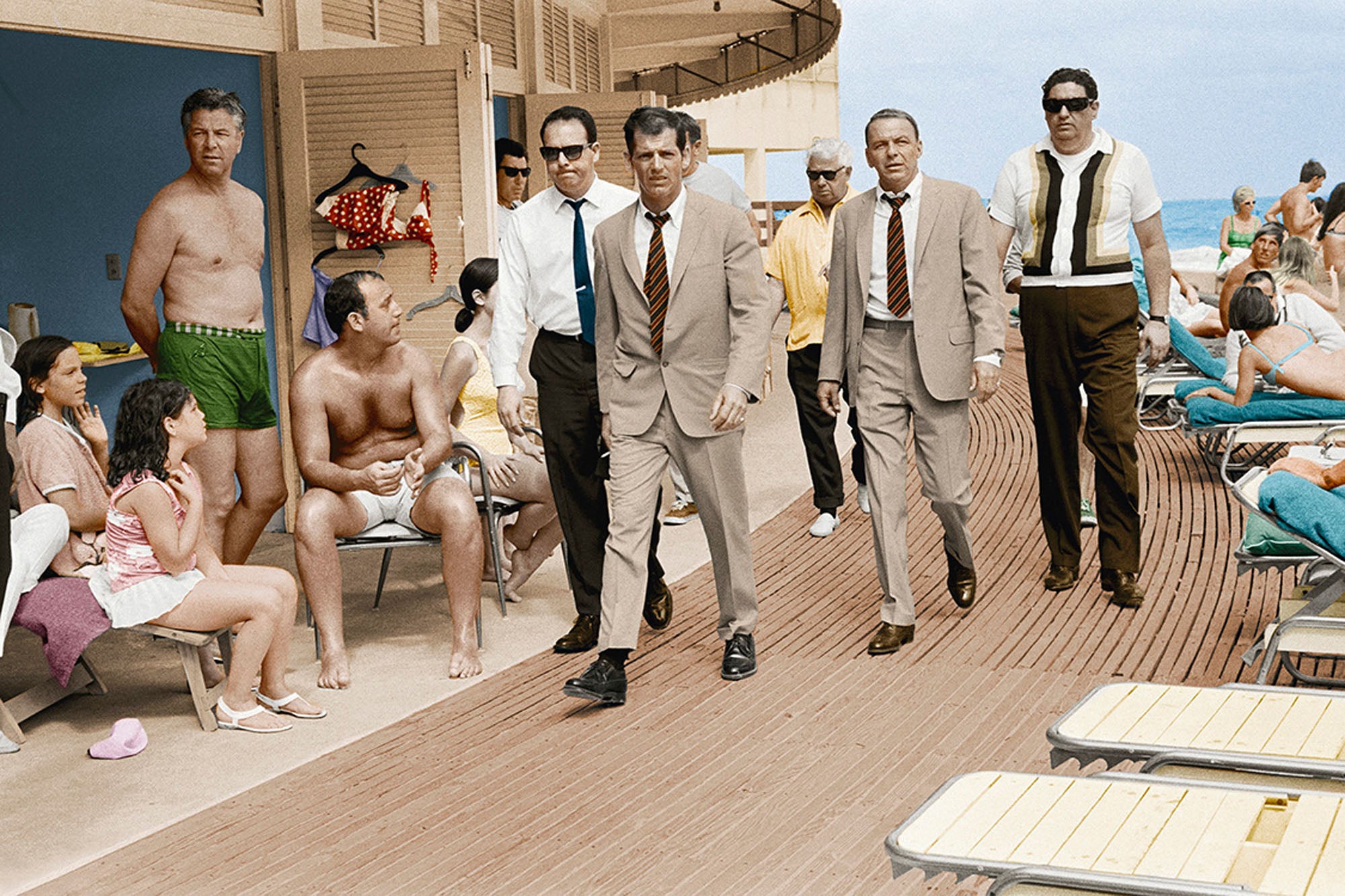 Frank Sinatra, Miami Boardwalk, 1986. (colourised edition)