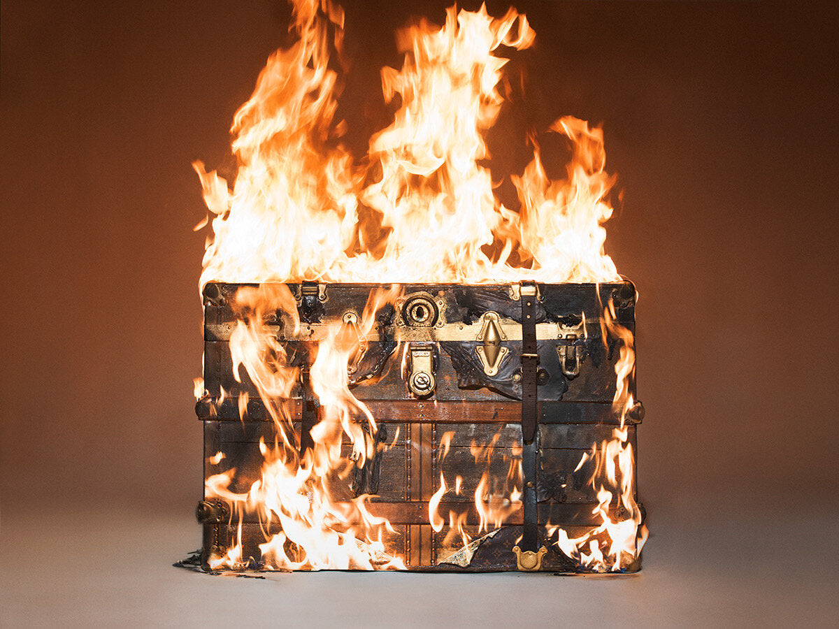 Louis Vuitton trunk on fire